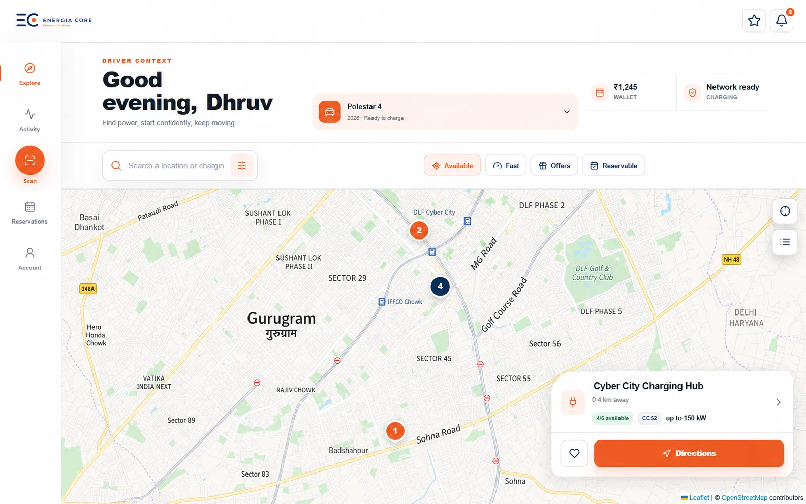 Energia Core charging web application